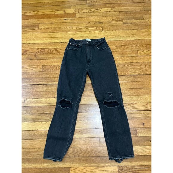 Abercrombie & Fitch The Ankle Straight Ultra High Rise Jeans Size Black Denim 4 - Picture 1 of 3